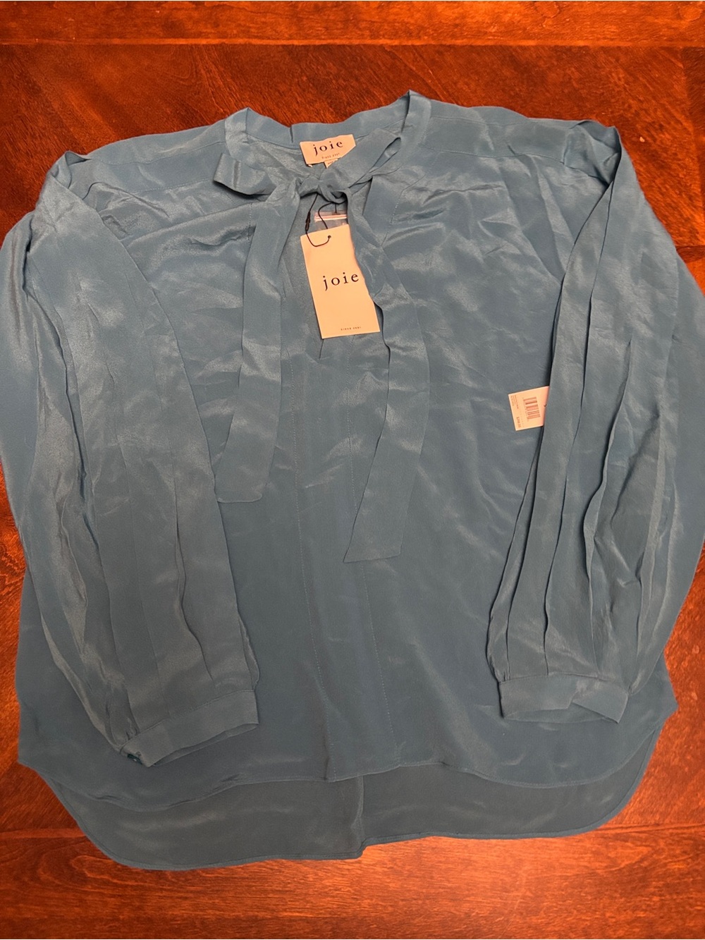Joie Dusty Blue Tie-Neck Silk Blouse NWT, Small $298 retail